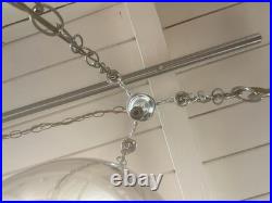 Vintage 1950s 60s Mid Century Modern Chrome 3 Tier Atomic Orb Swag Light Lamp