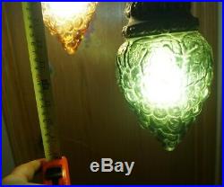 Vintage 1950s 60s Mid Century Modern Hanging Electric Swag Lamp Glass Shades
