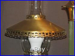 Vintage 1951 Pendant Hanging Swag Brass Glass Lamp Light Fixture RESTORED Green