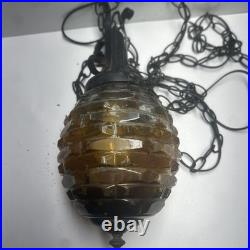 Vintage 1960-70s Acorn/Honeycomb Hanging Swag Lamp. Approx 18X7. READ