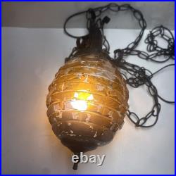 Vintage 1960-70s Acorn/Honeycomb Hanging Swag Lamp. Approx 18X7. READ