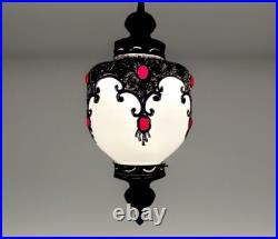 Vintage 1960's-1970's Retro Mcm Turkish Mosaic Glass Hanging Swag Light/Lamp