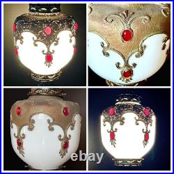 Vintage 1960's-1970's Retro Mcm Turkish Mosaic Glass Hanging Swag Light/Lamp