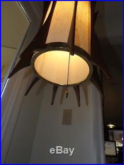 Vintage 1960's Danish Modern Mid Century Hanging Ceiling Swag Lamp Light Fixture