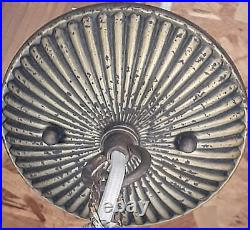 Vintage 1960's Italian Cage Style Toleware Tole Floral Hanging Light Fixture