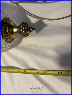 Vintage 1960's MCM Hollywood Regency Pineapple Glass Hanging Swag Lamp Light