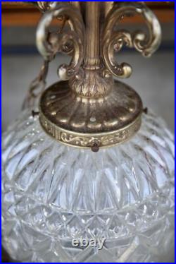 Vintage 1960's MCM Hollywood Regency Pineapple Glass Hanging Swag Lamp Light