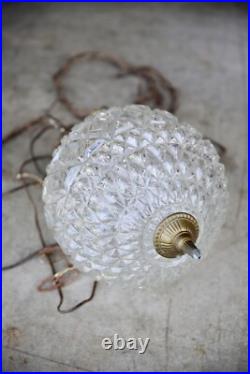 Vintage 1960's MCM Hollywood Regency Pineapple Glass Hanging Swag Lamp Light Vintage 1960's MCM Hollywood Regency Pineapple Glass Hanging Swag Lamp Light