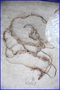 Vintage 1960's MCM Hollywood Regency Pineapple Glass Hanging Swag Lamp Light