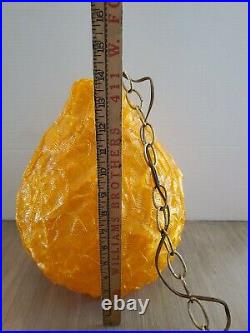 Vintage 1960's Mid Century Orange Lucite Spaghetti Hanging Lamp TEARDROP SHAPE