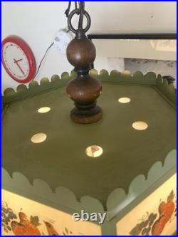 Vintage 1960's Sears 6 Panel Hanging Light Fixture. Merry Mushroom Style. Works