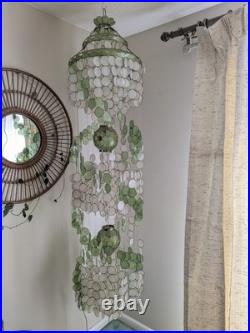 Vintage 1960s-1970s Capiz Shell Chandelier Hanging Lamp 6ft Vintage 1960s-1970s Capiz Shell Chandelier Hanging Lamp 6ft