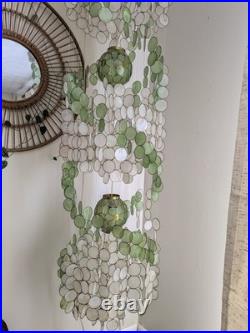 Vintage 1960s-1970s Capiz Shell Chandelier Hanging Lamp 6ft Vintage 1960s-1970s Capiz Shell Chandelier Hanging Lamp 6ft