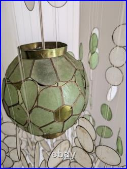 Vintage 1960s-1970s Capiz Shell Chandelier Hanging Lamp 6ft Vintage 1960s-1970s Capiz Shell Chandelier Hanging Lamp 6ft