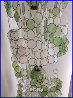 Vintage 1960s-1970s Capiz Shell Chandelier Hanging Lamp 6ft Vintage 1960s-1970s Capiz Shell Chandelier Hanging Lamp 6ft