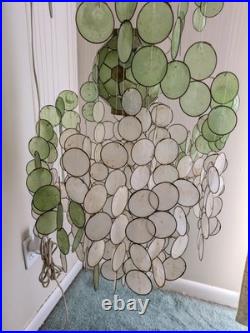 Vintage 1960s-1970s Capiz Shell Chandelier Hanging Lamp 6ft Vintage 1960s-1970s Capiz Shell Chandelier Hanging Lamp 6ft