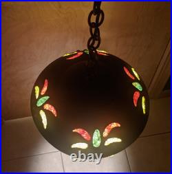 Vintage 1960s 1970s Funky MCM Ceramic & Lucite Hanging Swag Lamp Light Fixture