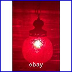 Vintage 1960s Globe Swag Lamp Red Flash Painted Grape Motifs Working