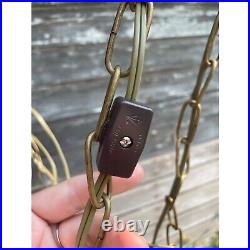 Vintage 1960s Globe Swag Lamp Red Flash Painted Grape Motifs Working Vintage 1960s Globe Swag Lamp Red Flash Painted Grape Motifs Working