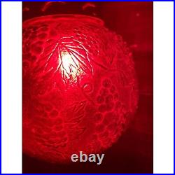 Vintage 1960s Globe Swag Lamp Red Flash Painted Grape Motifs Working