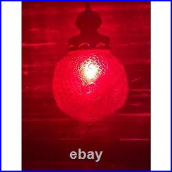 Vintage 1960s Globe Swag Lamp Red Flash Painted Grape Motifs Working