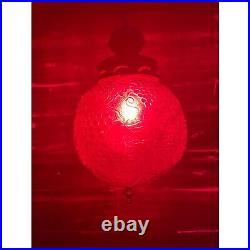 Vintage 1960s Globe Swag Lamp Red Flash Painted Grape Motifs Working