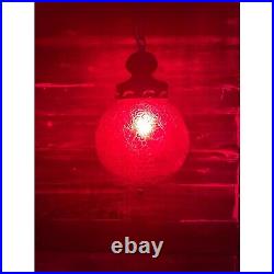 Vintage 1960s Globe Swag Lamp Red Flash Painted Grape Motifs Working