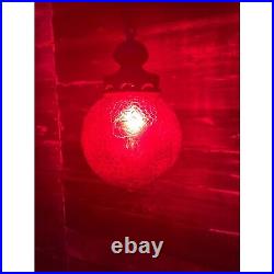 Vintage 1960s Globe Swag Lamp Red Flash Painted Grape Motifs Working