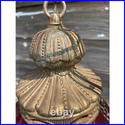 Vintage 1960s Globe Swag Lamp Red Flash Painted Grape Motifs Working Vintage 1960s Globe Swag Lamp Red Flash Painted Grape Motifs Working