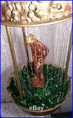 Vintage 1960s Metal Hanging Mineral Oil Rain Lamp With Nude Goddess Venus