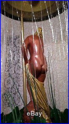 Vintage 1960s Metal Hanging Mineral Oil Rain Lamp With Nude Goddess Venus