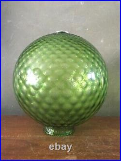Vintage 1960s Mid Century Green Glass Globe Hanging Swag Lamp Light