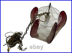 Vintage 1960s Nylon Filament String Art Swag Lamp Mid Century Modern Chandelier