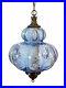 Vintage 1970's-80's Falkenstein Blue Bubble Floral Glass Hanging Swag Light/Lamp