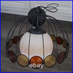 Vintage 1970's Lightcraft MCM Umbrella Cage Pendant Light Fixture Vintage 1970's Lightcraft MCM Umbrella Cage Pendant Light Fixture