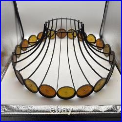 Vintage 1970's Lightcraft MCM Umbrella Cage Pendant Light Fixture