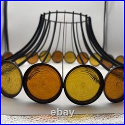 Vintage 1970's Lightcraft MCM Umbrella Cage Pendant Light Fixture