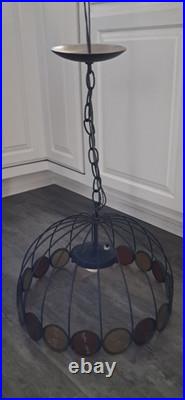 Vintage 1970's Lightcraft MCM Umbrella Cage Pendant Light Fixture Vintage 1970's Lightcraft MCM Umbrella Cage Pendant Light Fixture