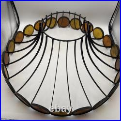 Vintage 1970's Lightcraft MCM Umbrella Cage Pendant Light Fixture