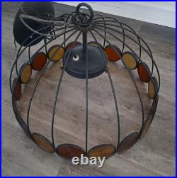 Vintage 1970's Lightcraft MCM Umbrella Cage Pendant Light Fixture Vintage 1970's Lightcraft MCM Umbrella Cage Pendant Light Fixture