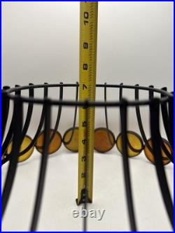 Vintage 1970's Lightcraft MCM Umbrella Cage Pendant Light Fixture