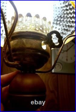 Vintage 1970's Retro Hobnail Hurricane Hanging Swag Lamp Clear Glass 16