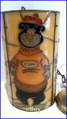 Vintage 1970s A&W Root Beer Bear Hanging Plastic Cylinder Swag Lamp Light RARE