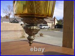 Vintage 1970s Amber Glass Swag Lamp, Pendant Light American Mid Century Nice