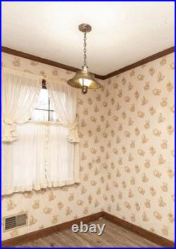 Vintage 1970s Brass Pendant Light with Milk Glass Shade Colonial Style