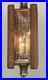 Vintage 1970s Don Ward MCM Swag Hanging Lamp Oak Brass Smoked Etched Glass 28