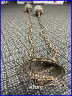 Vintage 1970s Double Globe Swag Lamp Light Fixture Mid-Century Lighting Chunk