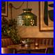 Vintage 1970s Green Grape Faux Stained Glass Plastic Swag Hanging Lamp