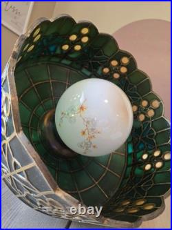 Vintage 1970s Green Grape Faux Stained Glass Plastic Swag Hanging Lamp