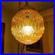 Vintage 1970s Orange Amber Round Glass Globe Hanging Swag Light Fixture